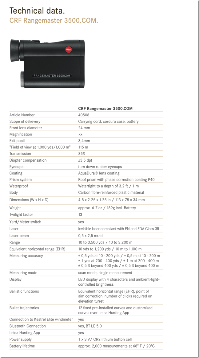Leica compact Rangemaster CRF 3500